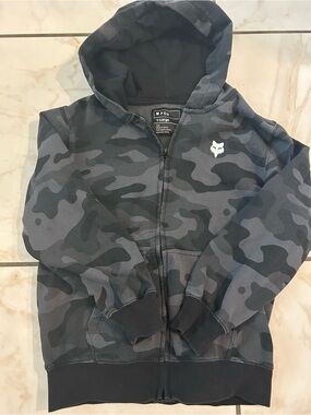 Fox Kids Black & Gray Camo Zip Hoodie Size Youth Large